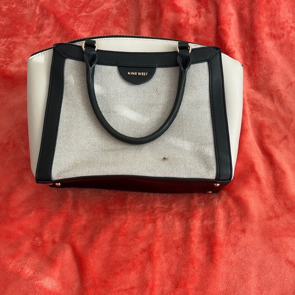 Nine West Black and White Satchel with Classic Design